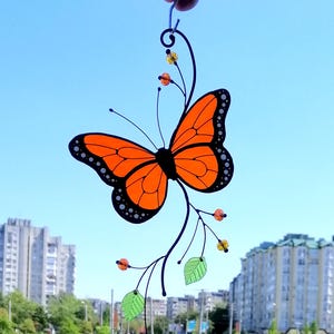 Monarch Butterfly Suncatcher: Stained Glass Window Hanging Decor