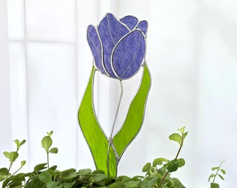 Stained Glass Tulip Desk Decor, Housewarming Gift Idea, Teacher Appreciation Gift, Office Desk Flower Accent, New Home Decor Gift