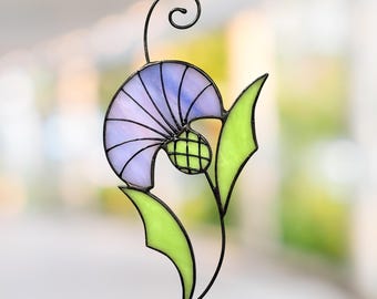 Moody Botanical Thistle Stained Glass Suncatcher, Dark Academia Window Decor, Cottagecore Purple Flower Art, Gothic Plant Lover Gift