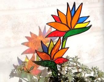 Gebrandschilderd glas paradijsvogelplant: tuindecor Suncatcher