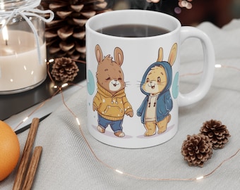 Bunnies Love Bears Mug (too cute!)  Coffee mug for cute and romantic people who are in love. Show your partner just how much you love them!