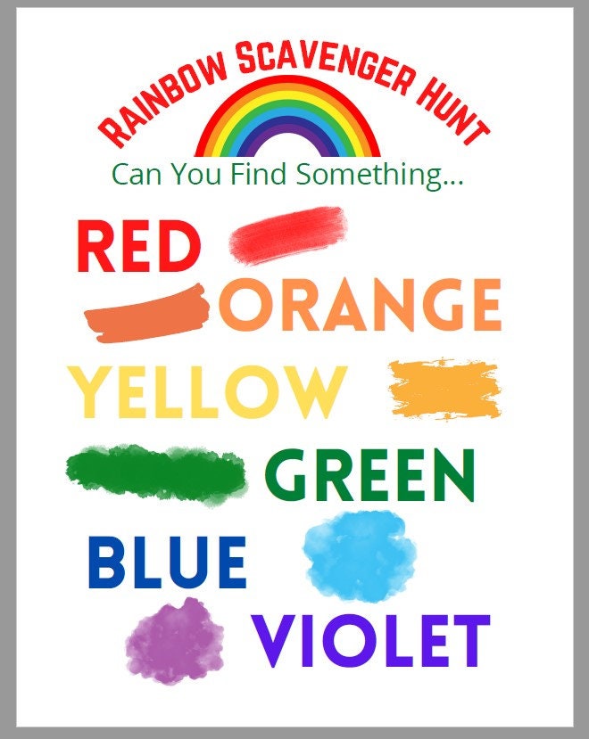 Rainbow Scavenger Hunt Printable | Etsy