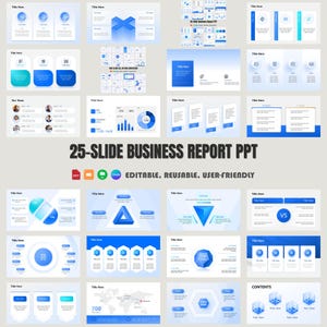 25-Slide Business Report PPT Template, Google Slide, Presentation Template, Reporting Templates, Business Demo
