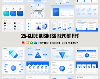 25-Slide Business Report PPT Template: Professional Design (Digital Download)