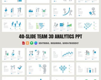 3D Team Analytics PowerPoint Template: 40-Slide Infographics (PPTX)