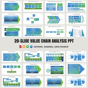 Waardeketendiagrammen met 20 dia's Gegevensanalyse Gegevenswetenschapssjabloon voor PowerPoint, Google Slides | Bewerkbare professionele zakelijke inzichten