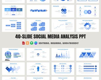 Social Media Analysis Presentation Template: 40 Slides (PPTX)