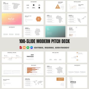 100-Slide Modern Minimal Business Presentation Template Powerpoint Templates Editable Image Mockup Google Slides Pitch Deck Project Demo