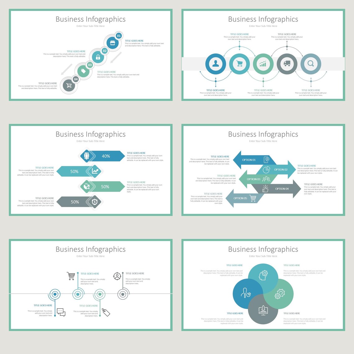 Business Infographics Flowcharts Template: 40 Editable Slides (PPTX) - Etsy