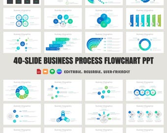 Business Infographics: 40-Slide Process Flowchart Template (PPTX)