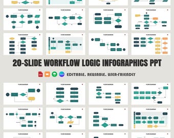 20-Slide Flow Workflow Logic Flow Infographics Template for PowerPoint, Google Slides | Editable Professional Deck for Process Visualization