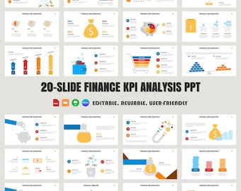 Finance KPI PowerPoint Template: Data Analysis, Business Insights (20 Slides)