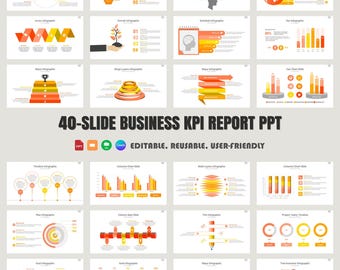 Business KPI Report: 40-Slide Infographics Template (PPTX)