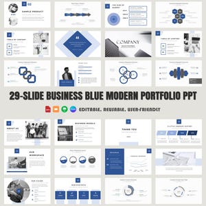 30-Slide Business Presentation Template Powerpoint Template PPT Templates Google Slides Year End Review KPI Report