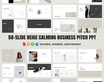 Beige Minimalist Business Pitch Presentation Template (58-Slide PPTX)