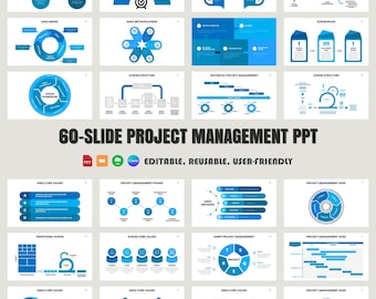 60-Slide Project Management Template Infographic Template | Scrum Master, Agile Developer, Flow Chart, Business Projects