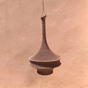 Handmade Crochet Lampshade: Boho Pendant Light, Mercerized Cotton