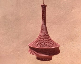 Handgemaakte gehaakte lampenkap: boho-hanglamp, gemerceriseerd katoen