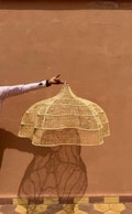 Handmade Raffia Chandelier: Woven Wicker Lampshade, Moroccan Style