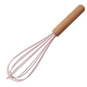 Silicone Whisk - Wood Handle, Egg Beater Whisk, Non-stick pan Safe, Blending, Mixing, Whisking, Beating