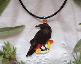 Raven of the Mushroom Forest Necklace
