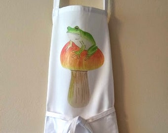 Cottagecore Mushroom Frog Apron