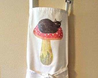 Witchy Mushroom Cat Apron