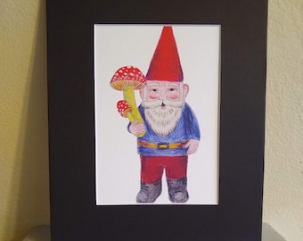 Mushroom Forest Gnome Cottagecore Art Print