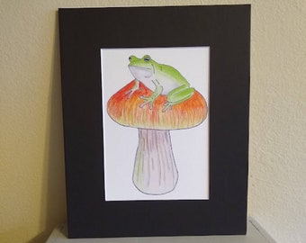 Mushroom Frog Cottagecore Art Print