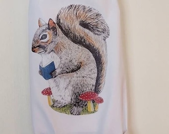 Squirrel with Book Cottagecore Apron