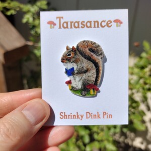 Squirrel with Book Cottagecore Pin