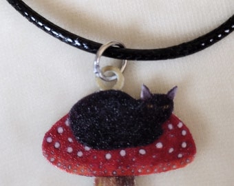 Witchy Mushroom Cat Necklace