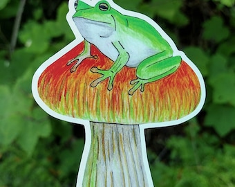 Mushroom Frog Vinyl Sticker