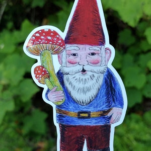 Mushroom Forest Gnome Vinyl Sticker
