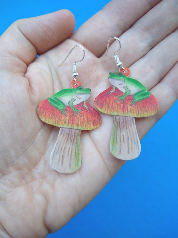 frog earrings etsy