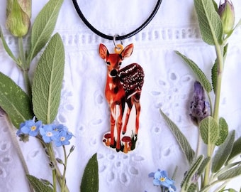 Mushroom Forest Fawn Necklace