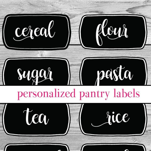 10 Custom Chalkboard-Like Pantry Labels, Personalized Organization Stickers, Food Labels, Kitchen Canister Labels, Kitchen Organization