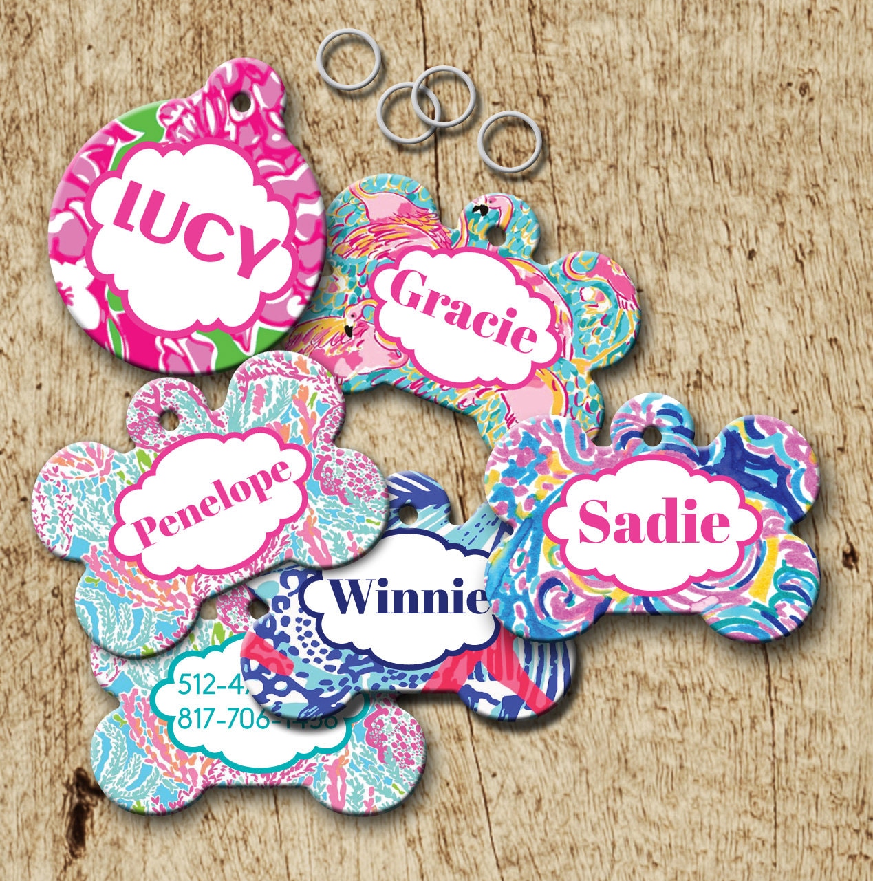Dog identification tag Preppy Dog tag lilly inspired Etsy