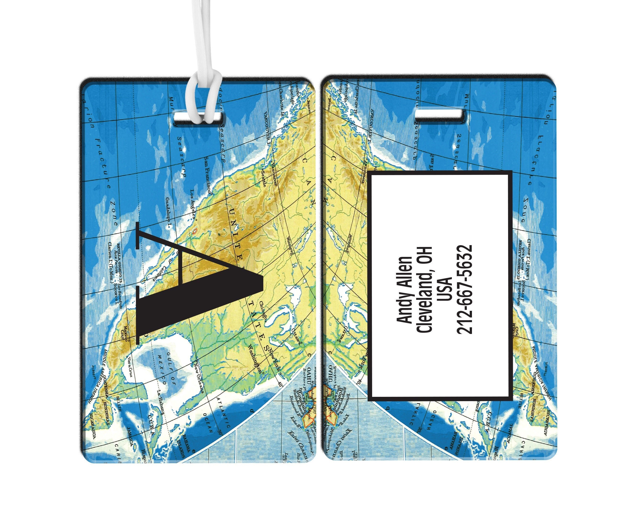 Personalized Luggage Tag World Map Luggage Tag Gift for Etsy