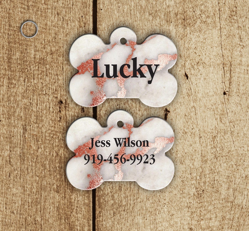 Rose Gold Pet ID Tag Double Sided Aluminum Pet Tag Etsy