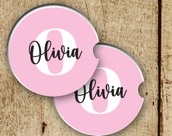 Monogram Car Coasters, Name Car Coaster, Cup Holder Coaster, Car Accessories,  Personalized Coasters, set of 2