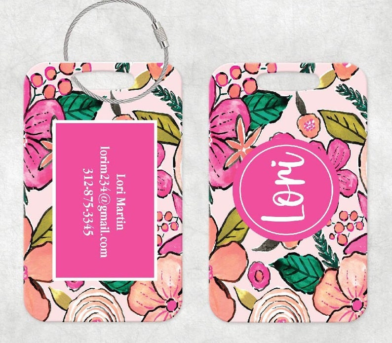 Bag Tags, Personalized Luggage Tag, Monogrammed luggage Tag, Floral Luggage Tag, Traveler Gift, Teacher Gift, Personalized Gift, 24 Patterns image 2
