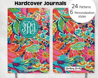 Personalized Hardcover Journal,  Custom Notebook For Women, Monogrammed Lined Journal