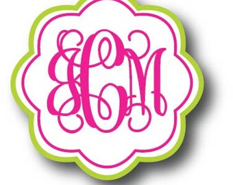 Monogram stickers, Scalloped Edge Stickers, Envelope Seals, Personalized Stickers, Custom Stickers, Favor Stickers