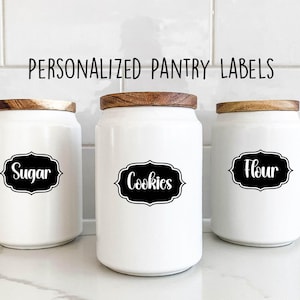 Personalized Chalkboard Pantry Labels, Custom Organization Stickers, Waterproof Labels, Set Of 8