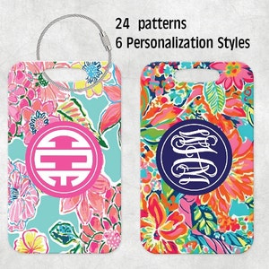 Bag Tags, Personalized Luggage Tag, Monogrammed luggage Tag, Floral Luggage Tag, Traveler Gift, Teacher Gift, Personalized Gift, 24 Patterns image 1