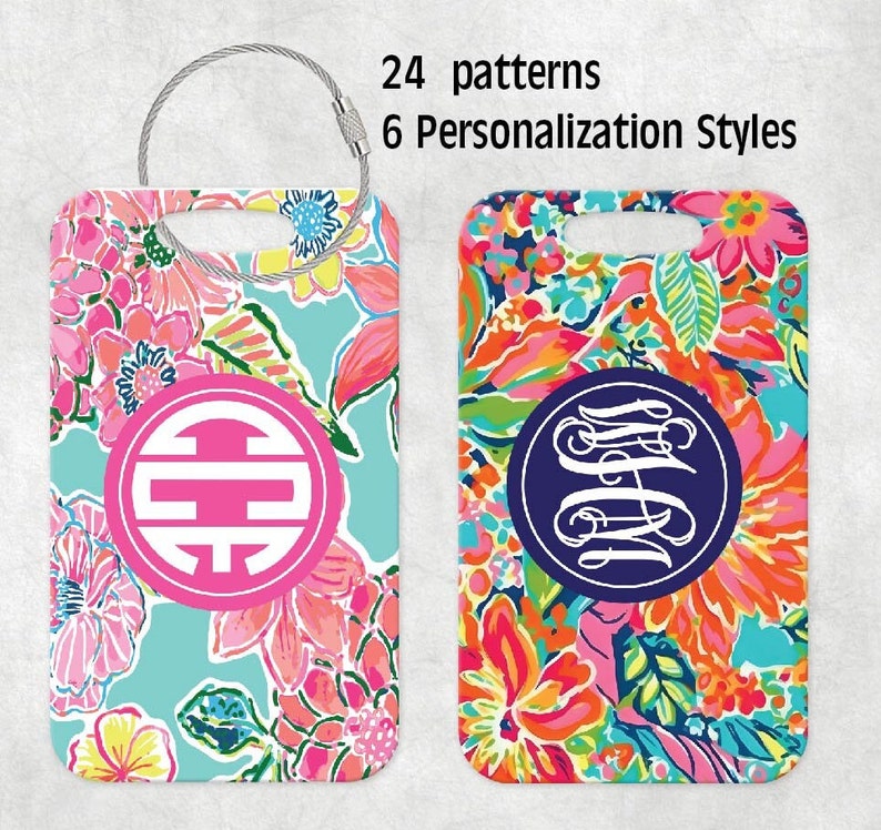 Bag Tags, Personalized Luggage Tag, Monogrammed luggage Tag, Floral Luggage Tag, Traveler Gift, Teacher Gift, Personalized Gift, 24 Patterns image 1