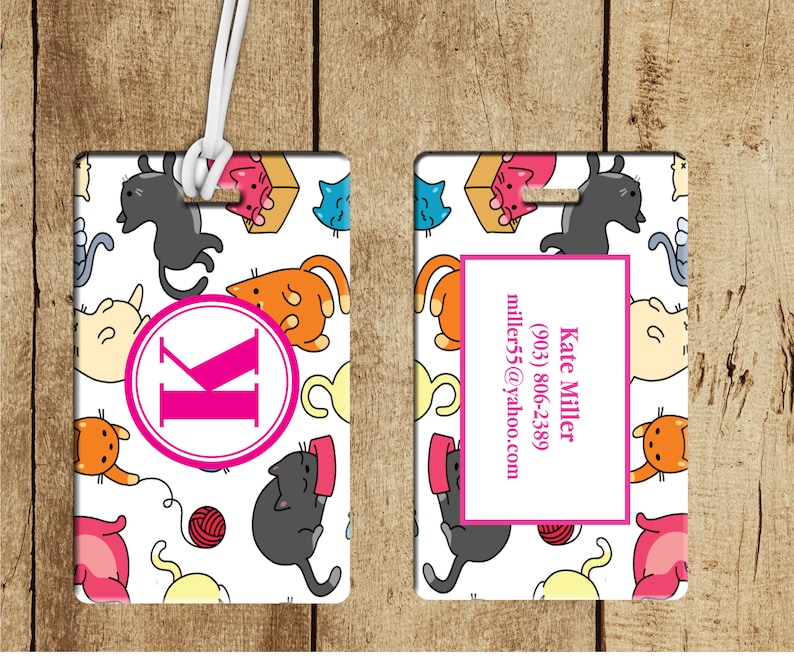 Personalized Cat Luggage tag Custom bag tag gifts for kids