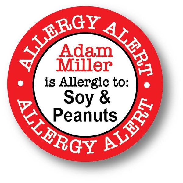 Allergy Alert Labels, Food Allergy Stickers, Personalized Labels, Food Allergies, Medical Alert Labels, Daycare Labels