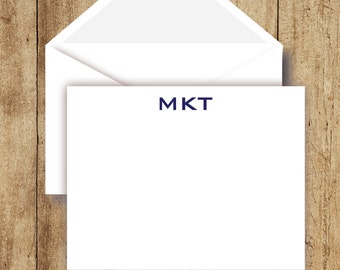 Personalized Flat Notecards, Personalized Stationery, Gothic Letter Monogram, Stationery for Man, Masculine Monogram Thank You Note cards